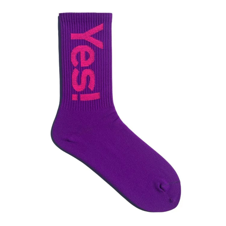 'Yes!' Men/Women Mid Crew Socks Outdoor Skateboarding Sports Fashion Sock