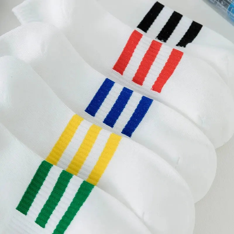 Men/Women White Casual Cotton Socks Free Size No Show for Summer 5 Pairs
