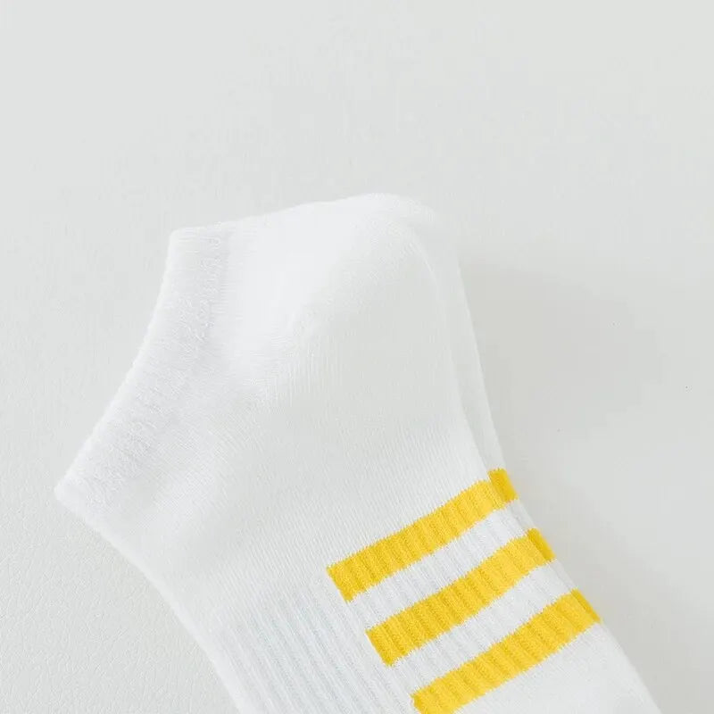 Men/Women White Casual Cotton Socks Free Size No Show for Summer 5 Pairs