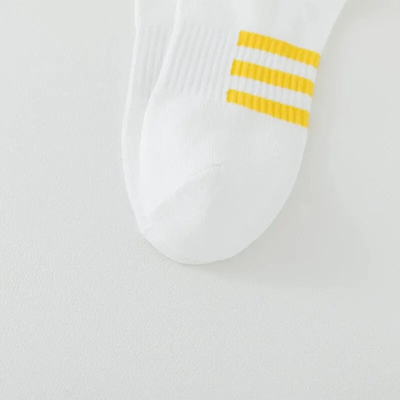 Men/Women White Casual Cotton Socks Free Size No Show for Summer 5 Pairs