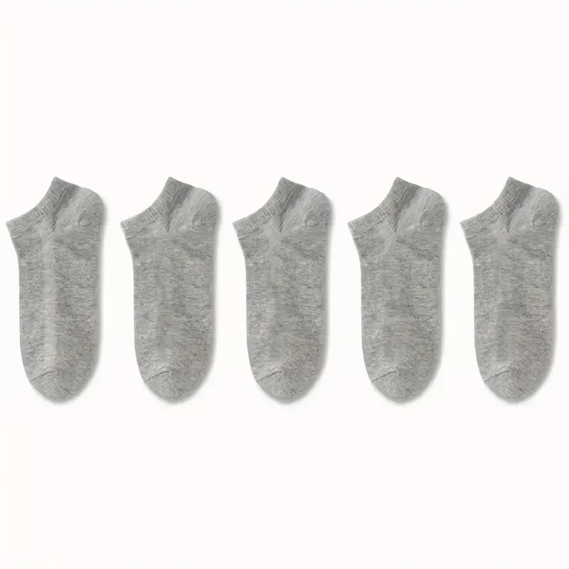 Men's Casual No Show Socks Breathable Cotton No-Pilling for Summer 5 Pairs