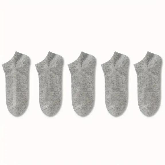 Men's Casual No Show Socks Breathable Cotton No-Pilling for Summer 5 Pairs