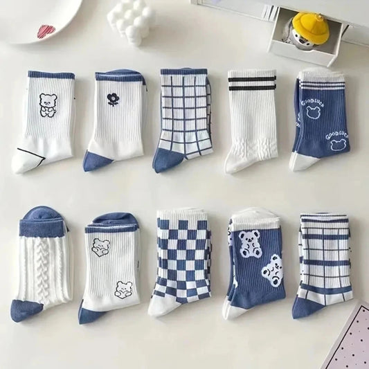 Women's Mid Length Socks Fashion High-quality Breathable Socks 10 Pairs
