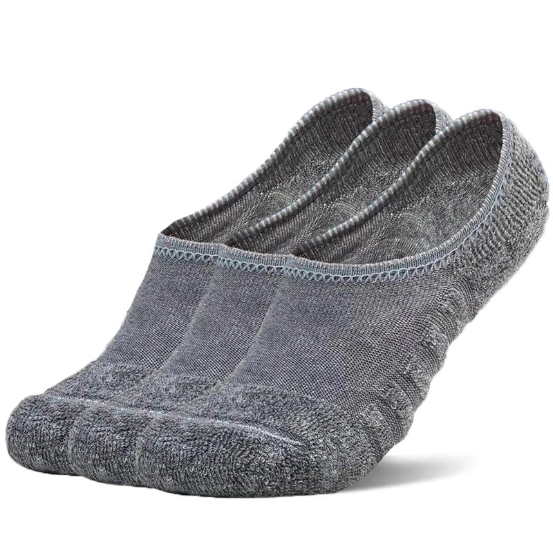 Men's Fashion Towel Socks Silicone Anti-Slip Cotton Sport No-show Socks 5 Pairs