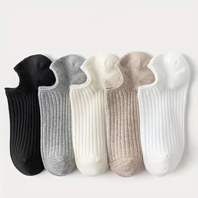 Women's No Show Solid Color Socks Breathable Short Summer Socks 5 Pairs