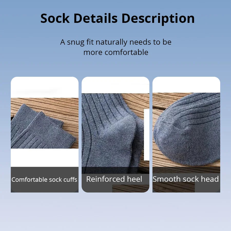5 Pairs Men's Crew Casual & Dress Socks Polyester 5 Solid Colors Set