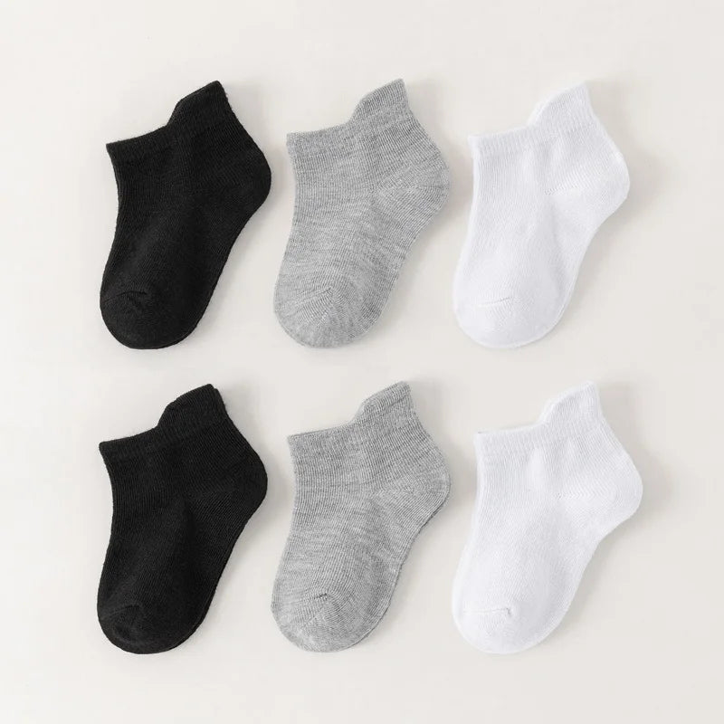 6 Pairs Kids Socks for Toddler Baby Boys Girls White Ankle Socks