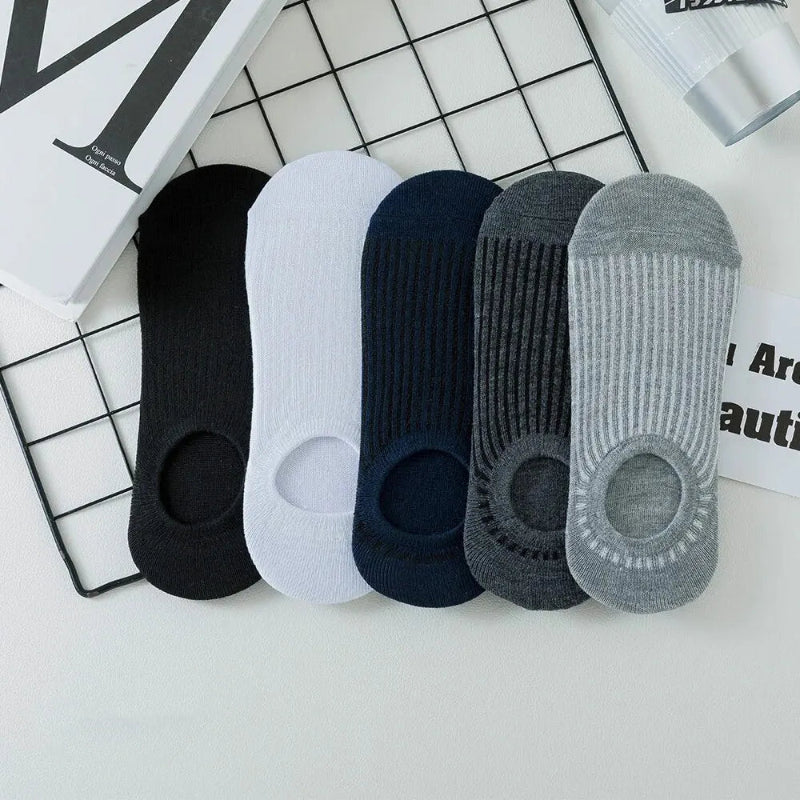 Men's Invisible Cotton Socks Silicone Anti-slip No Show Breathable for Summer 5 Pairs
