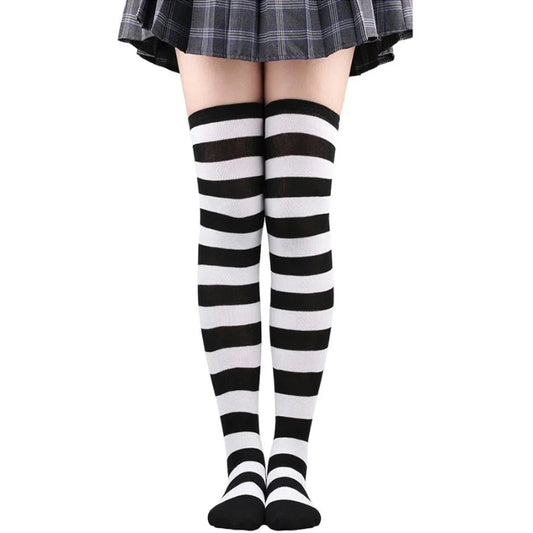 Striped Over-the-Knee Thigh High Socks for Women & Girls 1 Pair