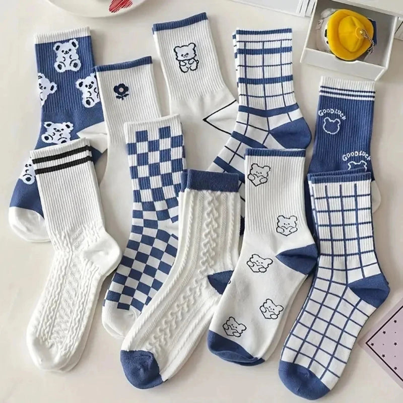 Women's Mid Length Socks Fashion High-quality Breathable Socks 10 Pairs