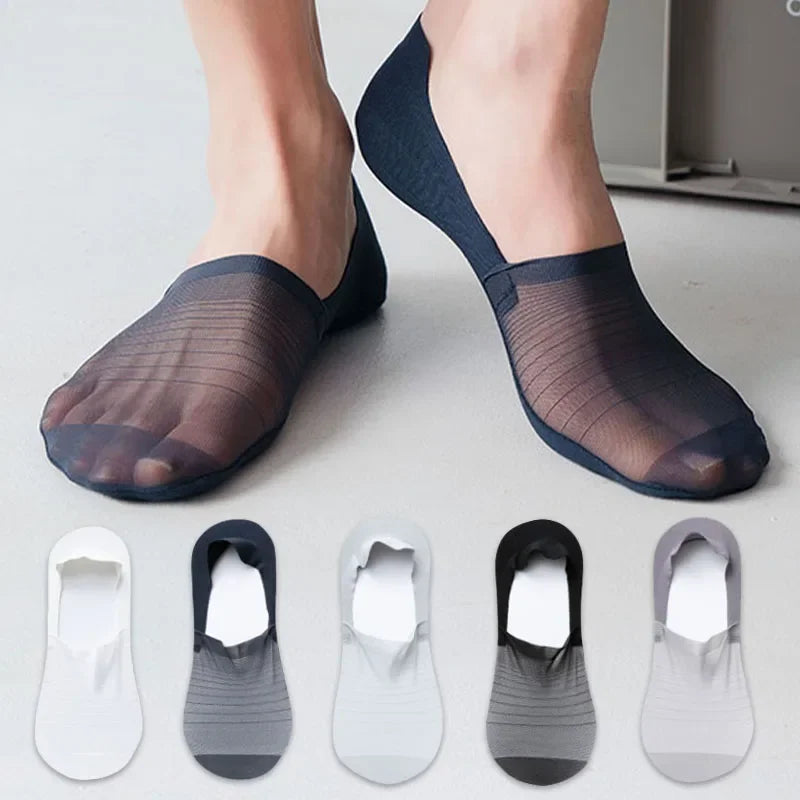 Men's Mesh Breathable No-Show Socks Ultra Lightweight Invisible Casual Socks 5 Pairs