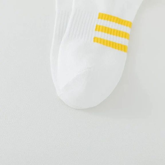Men/Women White Casual Cotton Socks Free Size No Show for Summer 5 Pairs