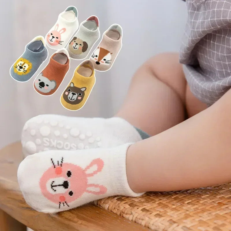 Baby Slipper Socks Silicone Anti-slip Cute Cartoon Animal Letter Print