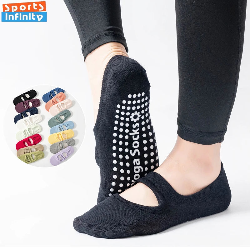 Women's Non-Slip Backless Yoga Socks for Pilates Dance and Fitness Gym